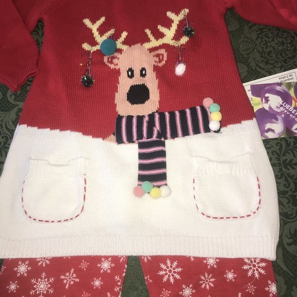 NWt Blueberi blvd 4 reindeer sweater outfit $52 - Picture 2 of 7